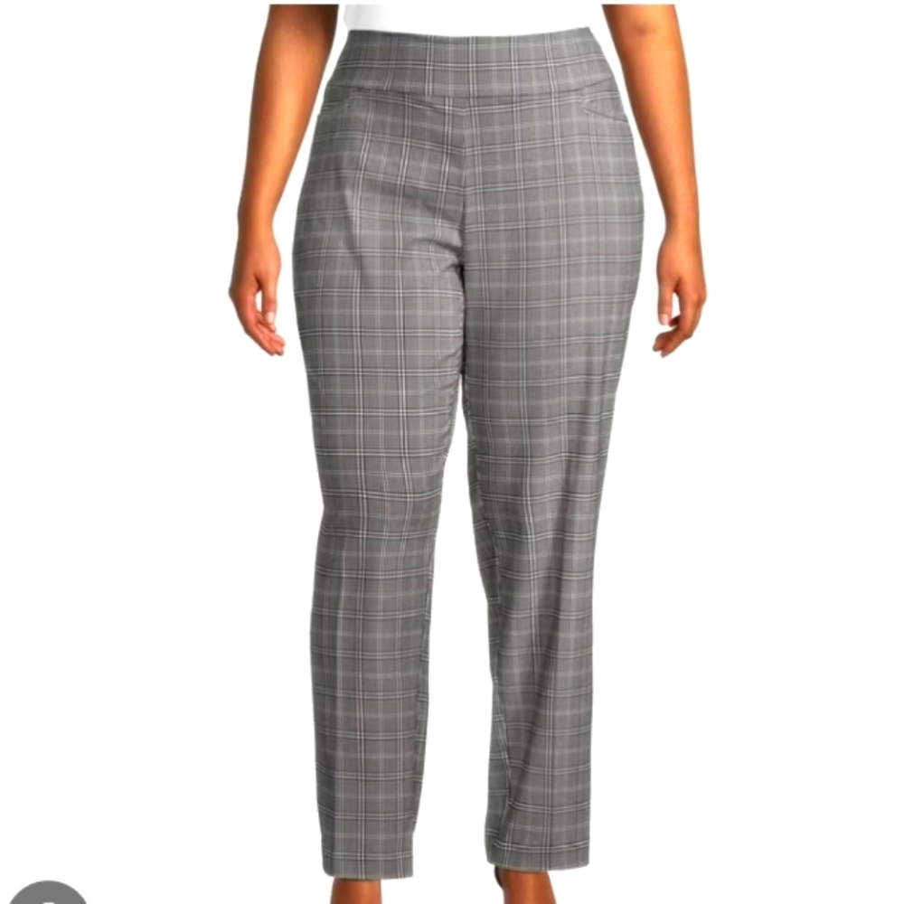 Terra&Sky Gray Plaid Women's Pants Size 14w
